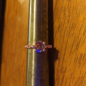Size 8.5 Rose Gold Plated Ring With Pink Ice